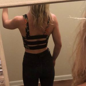 Adorable black floral crop top